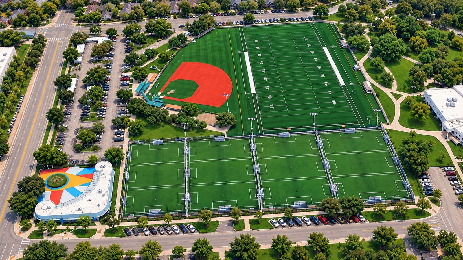 Aerial view of the ONE FC camp fields in Miami